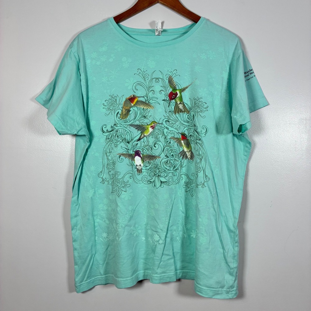 Wild Cotton T-Shirt 2XL Mint Green Hummingbird Cape Cod Birdwatcher Cottagecore